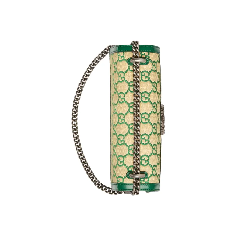 GUCCI Dionysus Leather Shoulder Bag Crossbody Bag Small Size Women's Emerald Green/Apricot Cream-5
