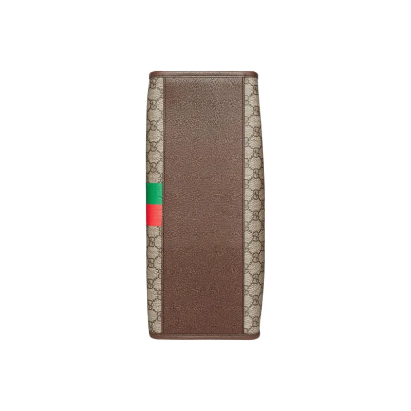 GUCCI Canvas With Leather Tote Bag Shopping Bag Shoulder Bag Crossbody Bag Handbag Unisex Ebony & Red-6