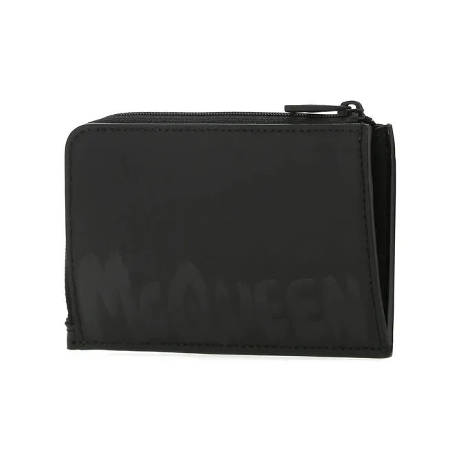 Alexander McQueen Calfskin Card Holder Men's Black-1