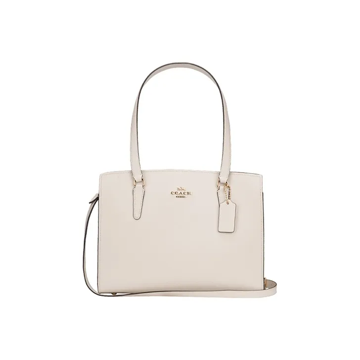 COACH Tatum Cow Leather Shoulder Bag Large Size Women's Ecru-0