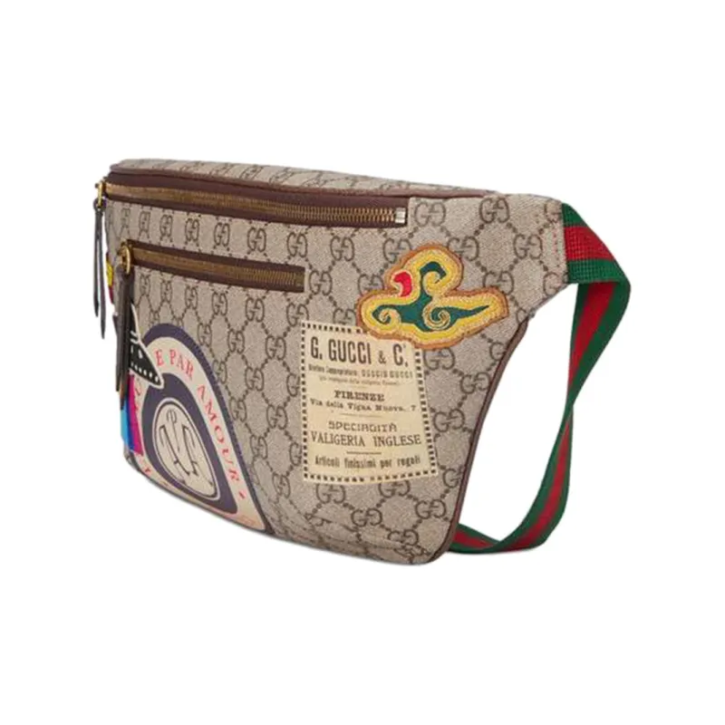GUCCI Canvas With Leather One Shoulder Crossbody Bag Sling Bag Fanny Pack Men's Ebony/Multicolor-1