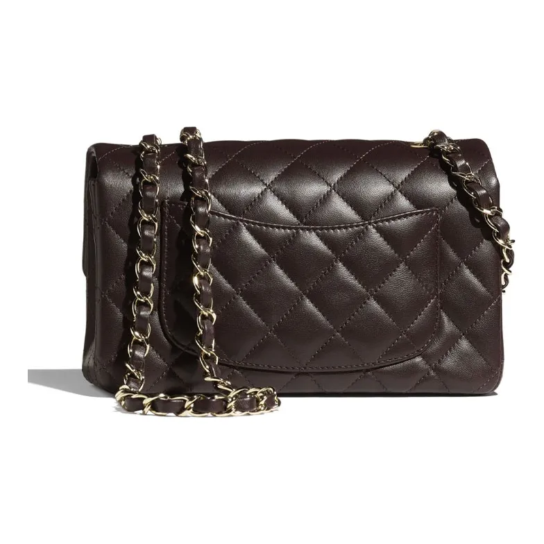 CHANEL Classic Flap CF Sheepskin Shoulder Bag, Crossbody Bag Mini Women's Chocolates Brown-1
