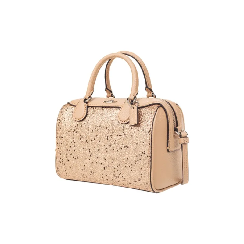 COACH Bennett Leather Boston Bag Handbag Shoulder Bag Crossbody Bag Mini Women's Gold-1