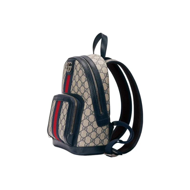 GUCCI Ophidia Canvas With Leather Backpack Trumpets Unisex Blue/Beige-1