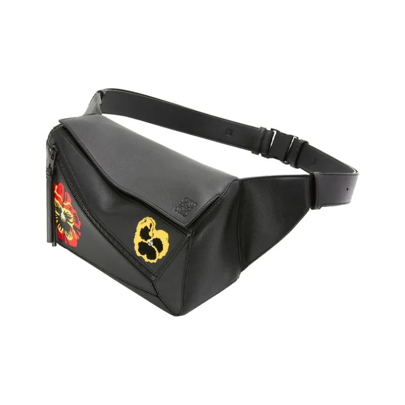 LOEWE Puzzle Classic Calfskin Fanny Pack Small Size Men's Black-3