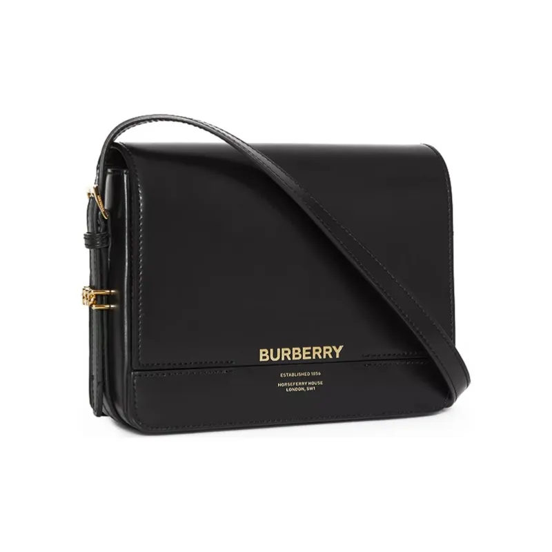 Burberry Calfskin With Lambskin Grace Bag, Shoulder Bag, Crossbody Bag Trumpets Women's Black-1