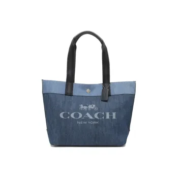 COACH Denim Tote Bag, Shopping Bag, Handbag, Shoulder Bag Tubas Women's Denim Blue Multicolor