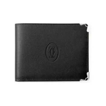 CARTIER Cow Leather Wallet Women's Black