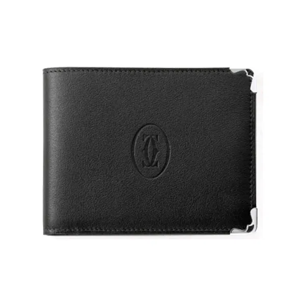 CARTIER Cow Leather Wallet Women's Black-0