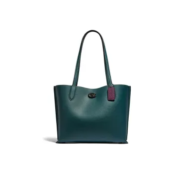 COACH Willow Canvas Tote Bag, Shopping Bag, Handbag, Shoulder Bag Women's Forest Green