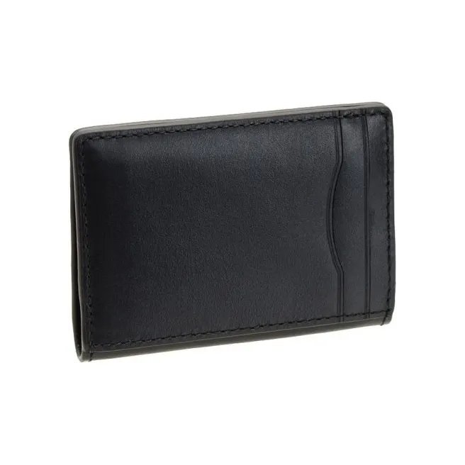COACH Card Case Leather Money Clip Clutch Wallet Card Holder Men's Black-1