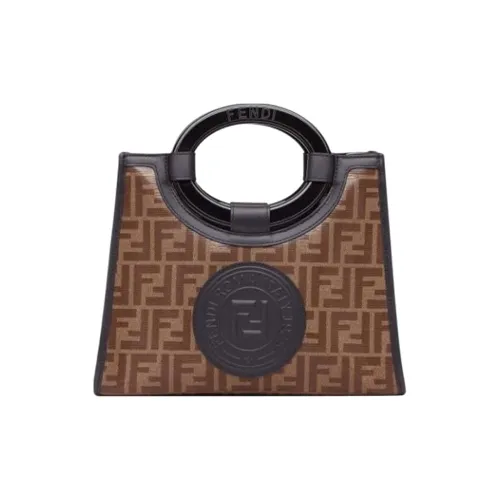 FENDI Coated Canvas With Leather One Shoulder Handbag Women's Plaid