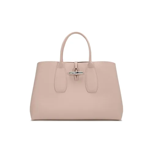 LONGCHAMP Roseau Cow Leather Handbag Large Size Women's Soft Pink