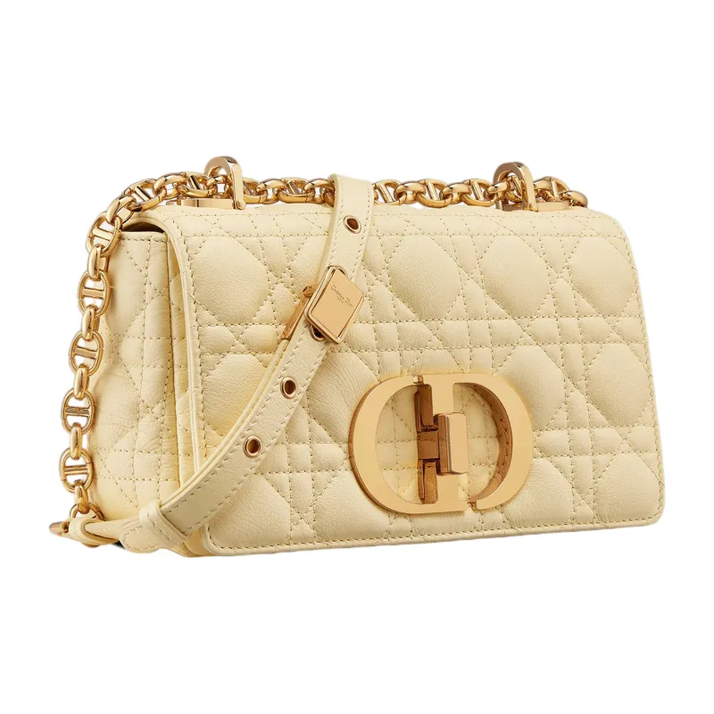 DIOR Caro Soft Cow Leather Shoulder Bag, Crossbody Bag, Handbag Trumpets Women's Light Yellow-1