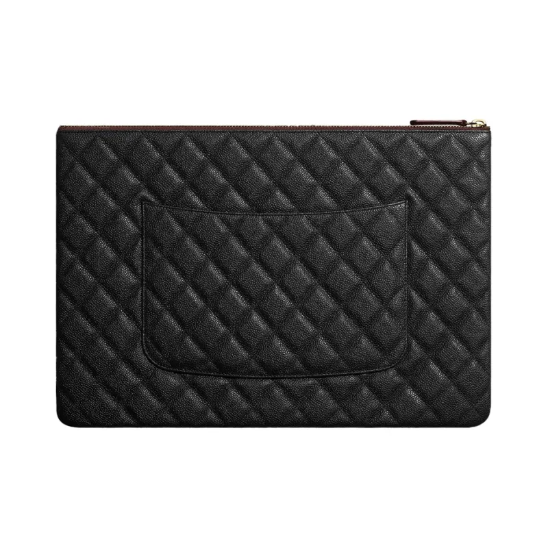 CHANEL With Cow Leather And Sheepskin Clutch Tubas Women's Black-1