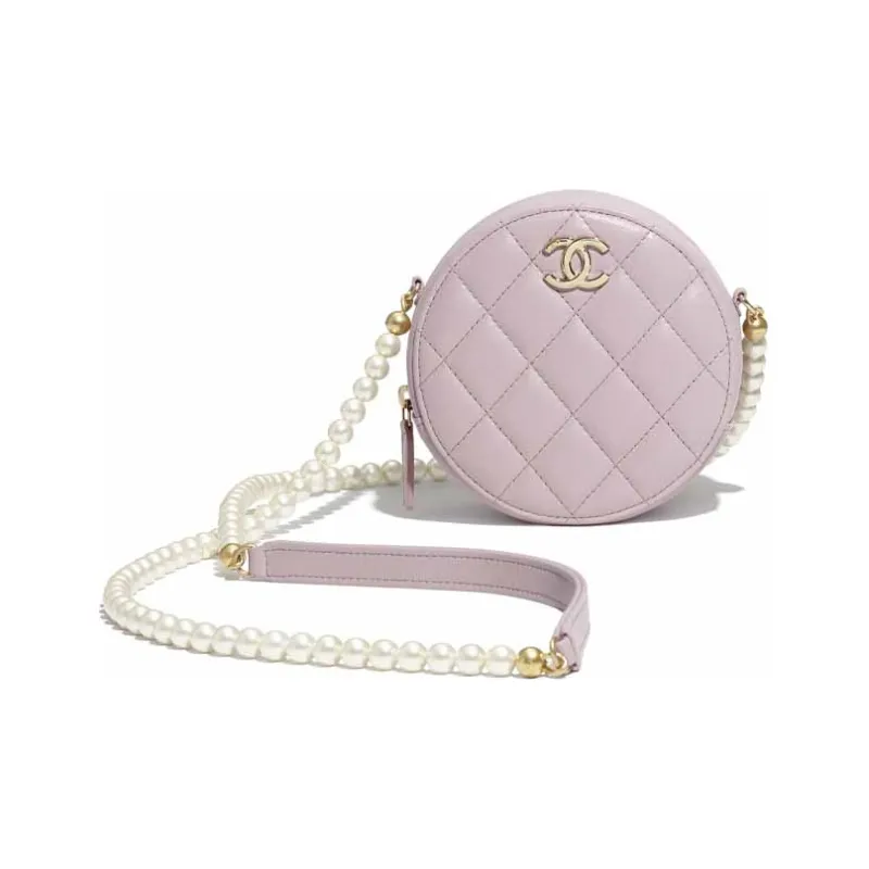 CHANEL Calfskin Round Bag Crossbody Bag Women's Light Pink Red-1