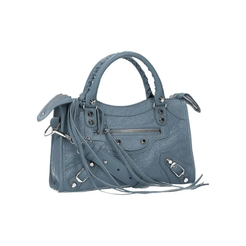 Balenciaga Lambskin Handbag Shoulder Bag Crossbody Bag Mini Women's Gray Blue-1
