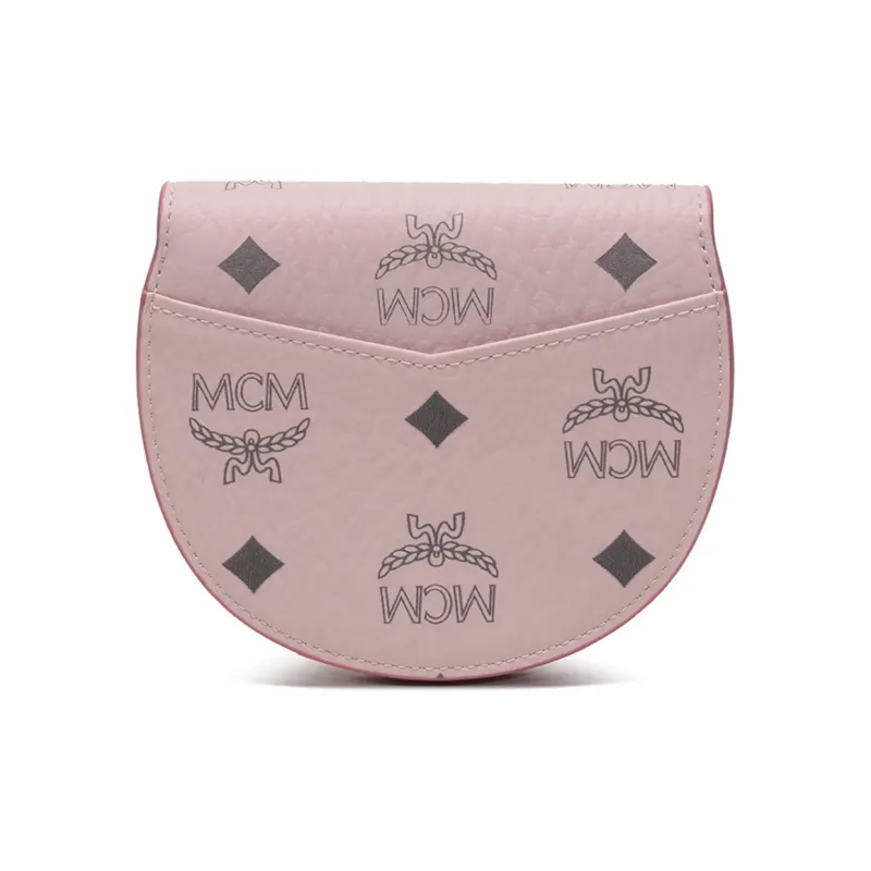 MCM Patricia Visetos Leather Saddle Bag, Shoulder Bag, Crossbody Bag, Coin Purse Small Size Women's Pink-3