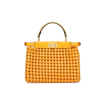 FENDI Peekaboo Leather Shoulder Bag, Crossbody Bag, Handbag Women's Orange