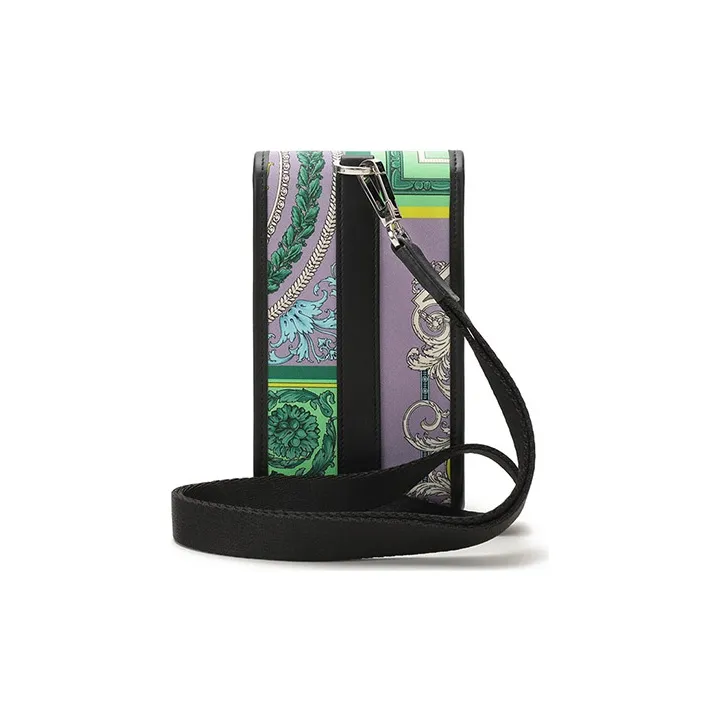 FANSIZHE VERSACE Fabric Shoulder Bag With Cell Phone Pouch Men's Purple & Green & Multicolor-3