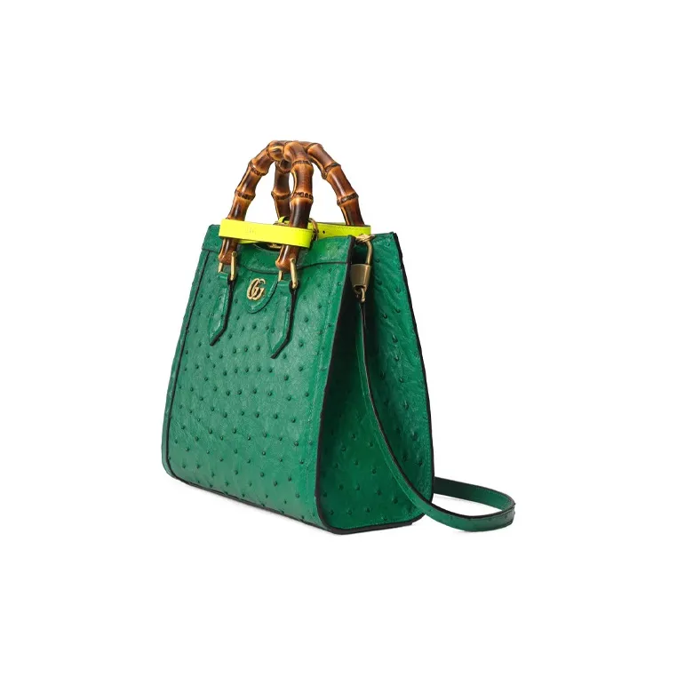 GUCCI Diana Ostrich Leather Shoulder Bag Crossbody Bag Handbag Small Size Women's Green-1