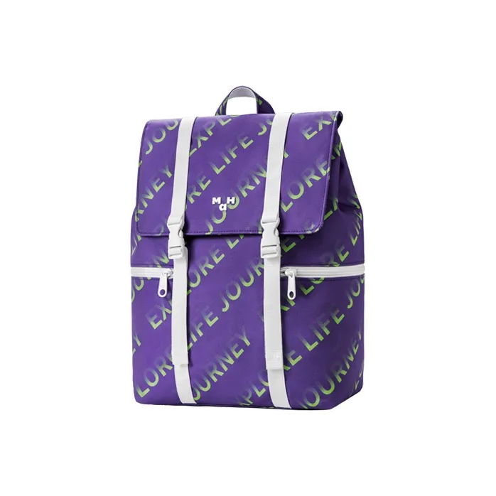 MAH Polyester Backpack Unisex Black/Purple-1