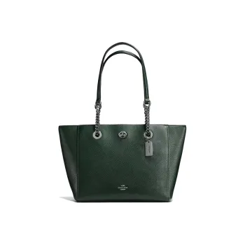 COACH Turnlock Cow Leather Tote Bag, Shopping Bag, Shoulder Bag Medium Size Women's Jasper