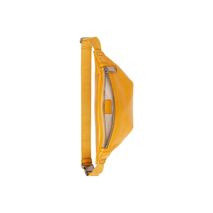 GUCCI Embossed Leather Belt Bag Yellow-4