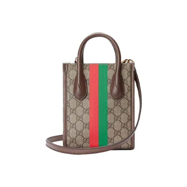 GUCCI Leather Tote Bag Shopping Bag Handbag Shoulder Bag Crossbody Bag Mini Men's Brown-2