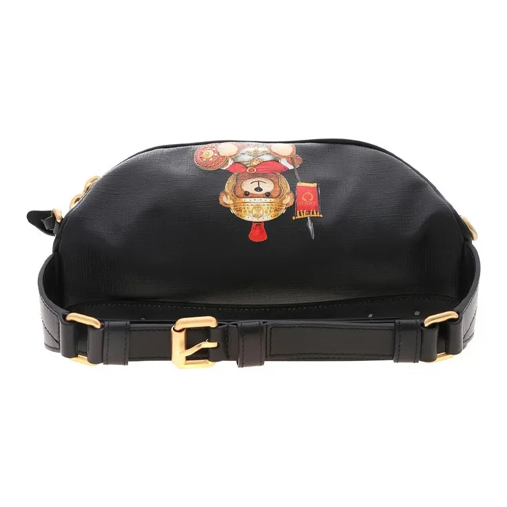MOSCHINO PU Sling Bags One Shoulder Crossbody Fanny Pack Unisex Black-2