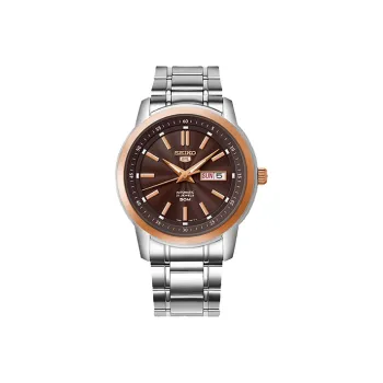 SEIKO Series 5 Automatic Mechanical Movement Stainless Steel Strap Watch Men's Watches Coffee Watch Dial SNKM90J1