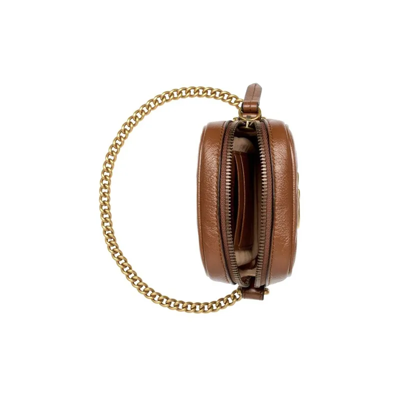GUCCI Marmont Leather Cell Phone Pouch Chain Shoulder Bag Crossbody Bag Mini Women's Brown-5