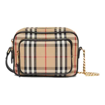 Burberry Vintage Calfskin Trim Camera Bags Crossbody Bag Shoulder Bag Unisex Archive Beige