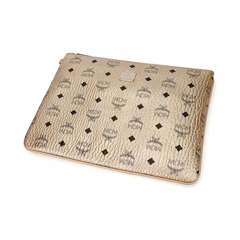 MCM Artificial Leather Clutch Small Size Women's Champagne Gold-4