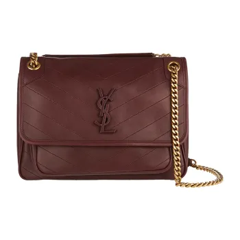 SAINT LAURENT Leather Hobo Bag Shoulder Bag Crossbody Bag Women's Red