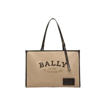 BALLY Nylon Canvas Bag Tote Bag Shopping Bag Shoulder Bag Handbag Women's Beige