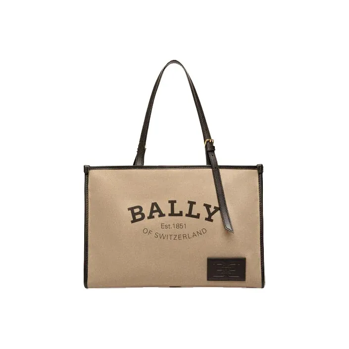 BALLY Nylon Canvas Bag Tote Bag Shopping Bag Shoulder Bag Handbag Women's Beige-0