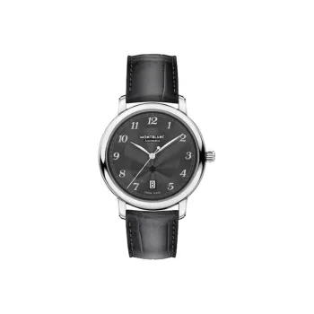 MONTBLANC Mechanical Movement Men's Watches Watch 39mm Black Dial Stainless Steel Case Genuine Leather Strap