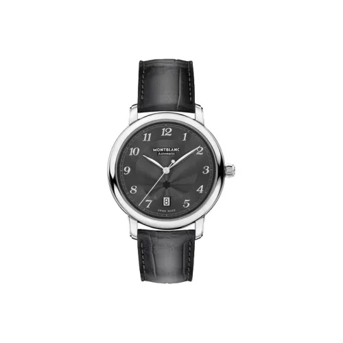 MONTBLANC Mechanical Movement Men's Watches Watch 39mm Black Dial Stainless Steel Case Genuine Leather Strap