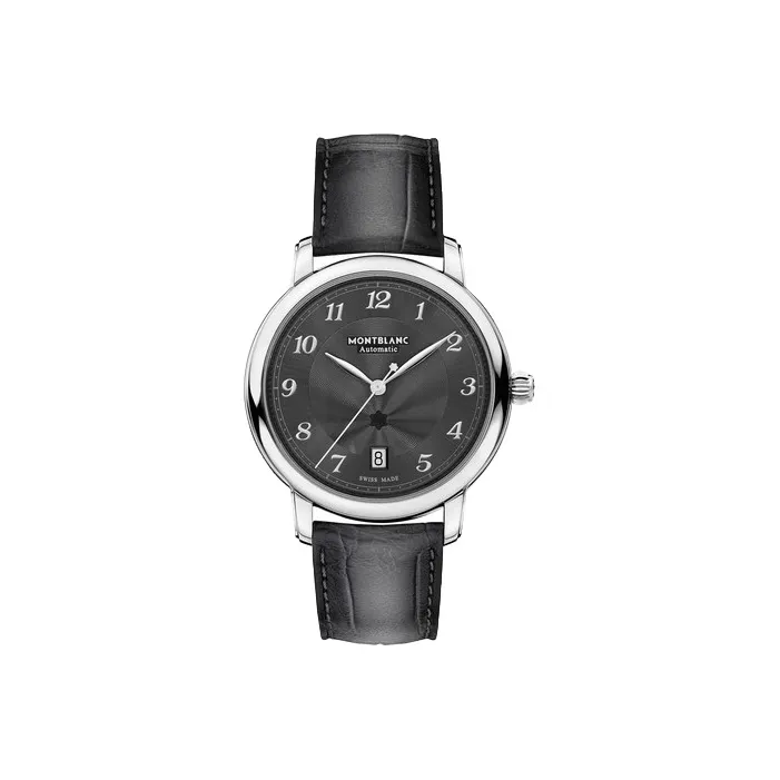 MONTBLANC Mechanical Movement Men's Watches Watch 39mm Black Dial Stainless Steel Case Genuine Leather Strap-0