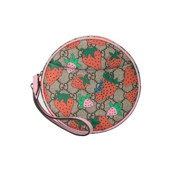 GUCCI Canvas With Leather Canvas Bag Round Bag Coin Purse, Clutch Women's Ebony/Red/Pink
