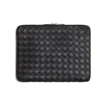 Bottega Veneta Cow Leather Clutch Briefcase Men's Black