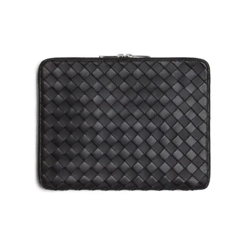 Bottega Veneta Cow Leather Clutch Briefcase Men's Black