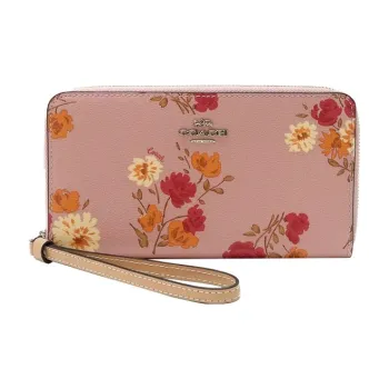 COACH Coated Canvas With Leather Wallet Women's Nude Pink With Nude