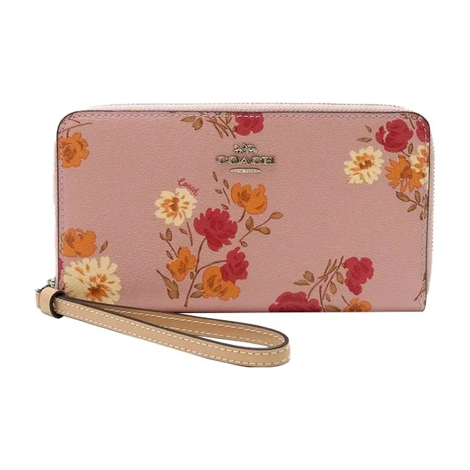 COACH Coated Canvas With Leather Wallet Women's Nude Pink With Nude-0