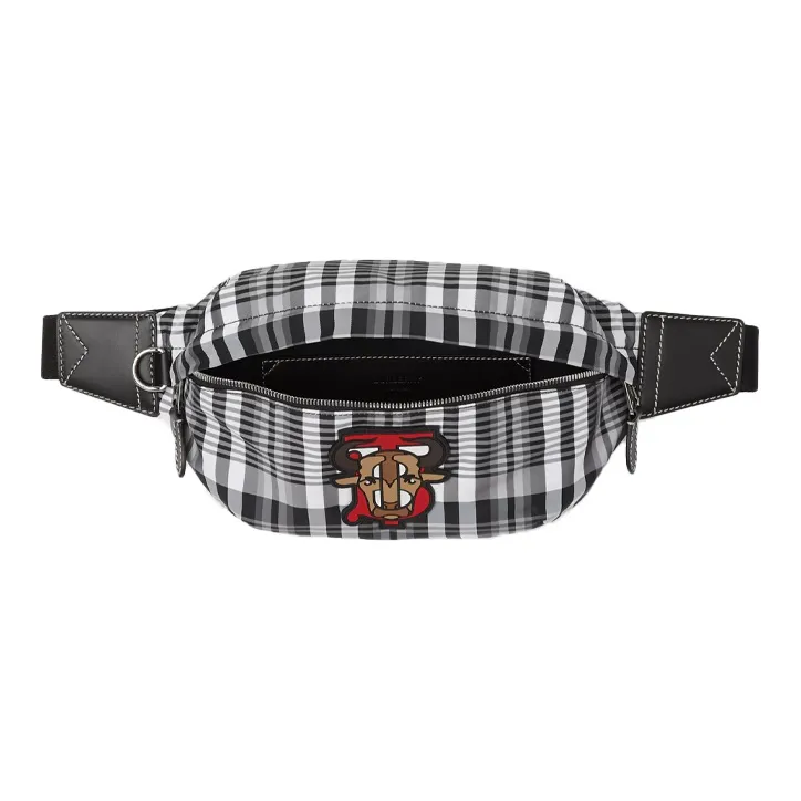 Burberry Nylon Crossbody Bags Fanny Pack Men's Black/White-2