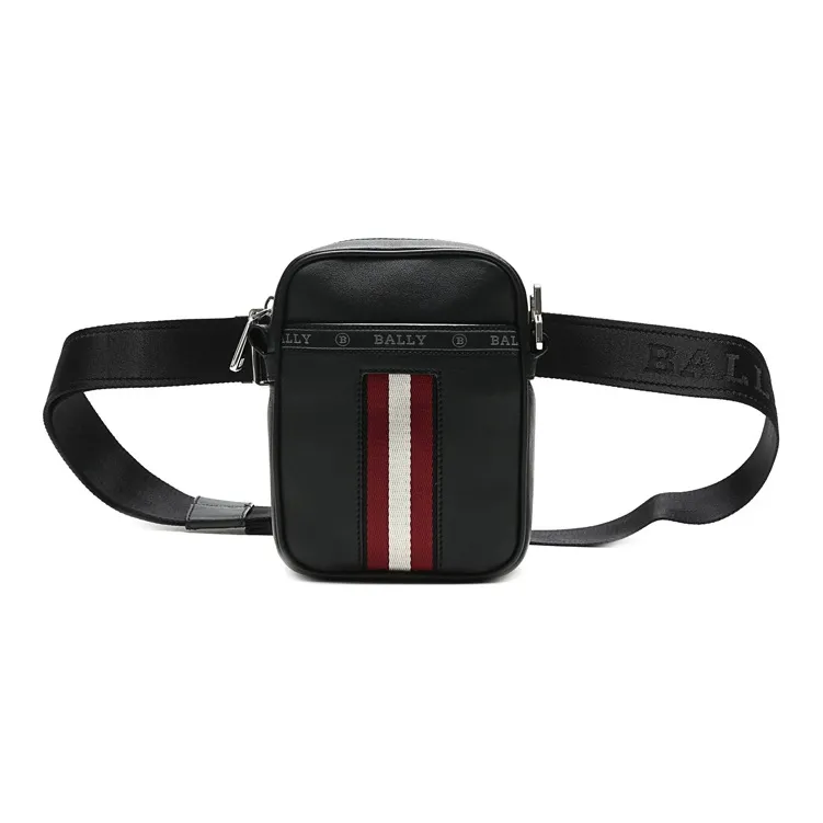 BALLY Leather Shoulder Bag, Crossbody Bag Regular Men's Black-4