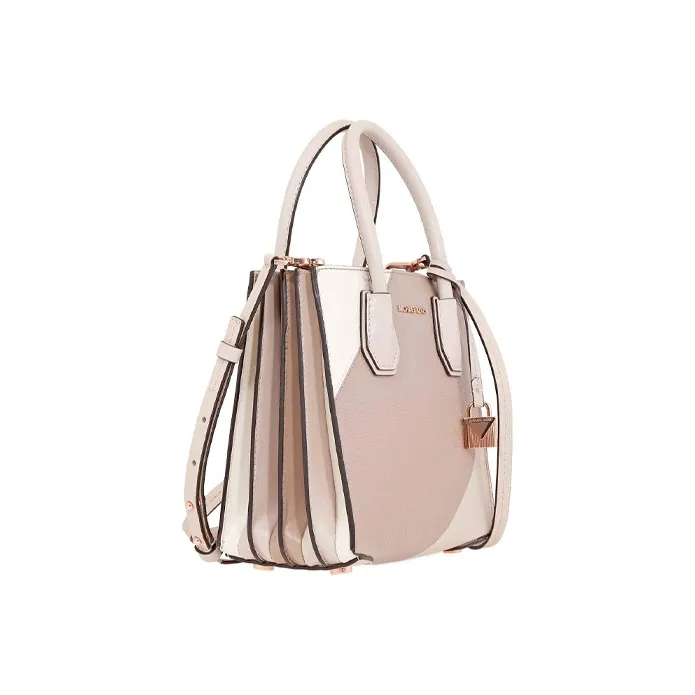 MICHAEL KORS Mercer Leather Trunk Bag Handbag Shoulder Bag Crossbody Bag Small Size Women's White/Gray/Pink Multicolor-2