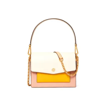 TORY BURCH Robinson Leather Handbag Shoulder Bag Women's White Multicolor