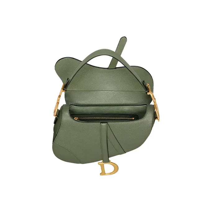 DIOR Saddle Grained Calfskin Saddle Bags One Shoulder Handbags Women's Green-2